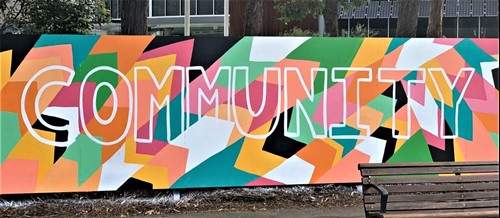 Community wall with abstract art